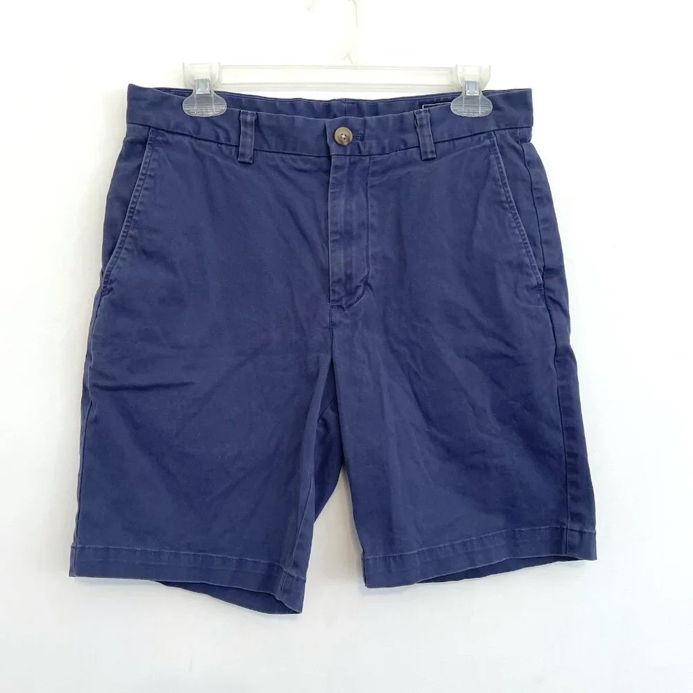 VINEYARD VINES Mens 9 Inch Stretch Breaker Shorts Blue Cotton Blend Chino Shorts